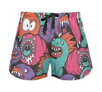 FRODOTGV Pantaloncini da pigiama da donna carini con rana dei cartoni animati, pantaloncini con tasche per esercizi e palestra, Cartone animato mostri urbano, XL