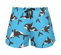 FRODOTGV Pantaloncini da pigiama da donna con animali carini, pantaloncini da salotto con tasche in esecuzione pantaloncini da allenamento, Orca assassina su Blu, L