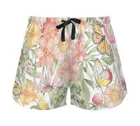 FRODOTGV Pantaloncini da pigiama da donna con motivo angurie con frutta ad acquerello con tasche, Wild Summer Rustico Fiori Cottage Farfalla, S