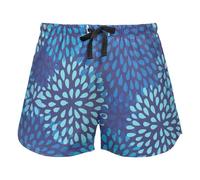 FRODOTGV Pantaloncini da pigiama da donna, con stampa di girasoli, impressionismo, pittura, pantaloncini da allenamento, in cotone, per palestra, corsa, M, Splash Drops - Medaglione blu, L