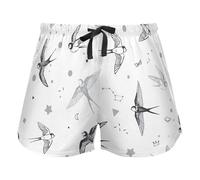FRODOTGV Pantaloncini da pigiama da donna, con stampa di girasoli, impressionismo, pittura, pantaloncini da allenamento, in cotone, per palestra, corsa, M, Motivo rondine bianco, L