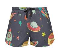 FRODOTGV Pantaloncini da pigiama da donna, con stampa di girasoli, impressionismo, pittura, pantaloncini da allenamento, in cotone, per palestra, corsa, M, Razzi spaziali Pianeti cometa, L