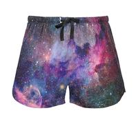 FRODOTGV Pantaloncini da pigiama da donna gialli con motivo geometrico a rombi, pantaloncini da salotto con tasche Yoga Pantaloncini da yoga, Galassia e Nebulosa nello spazio, M