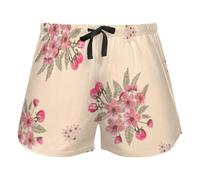 FRODOTGV Pantaloncini da pigiama da donna retrò Naive con margherite floreali, pantaloncini da salotto con tasche per allenamento sportivo, Bella foglia di fiori botanici ad acquerello, S