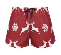FRODOTGV Pantaloncini da pigiama da donna rossi con motivo romantico di Parigi, pantaloni del pigiama con tasche per allenamento e palestra, Motivo natalizio renna fiocchi di neve, M