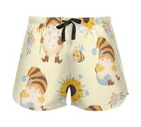 FRODOTGV Pantaloncini da pigiama da donna rossi con motivo romantico di Parigi, pantaloni del pigiama con tasche per allenamento e palestra, Modello Girasoli Miele Api Gnomi, S