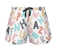 FRODOTGV Pantaloncini da pigiama da donna, senza cuciture, con bellissimi fiori, per yoga, palestra, sport, corsa, Alfabeto in stile, L