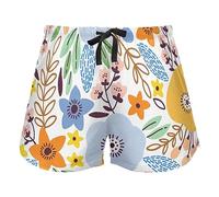 FRODOTGV Pantaloncini da pigiama elastici in vita con coulisse ape felice buona fortuna cartoni animati margherita donna allenamento sport yoga lounge pantaloncini, Motivo floreale con foglie di