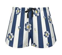 FRODOTGV Pantaloncini da pigiama elastici in vita con coulisse ape felice buona fortuna cartoni animati margherita donna allenamento sport yoga lounge pantaloncini, Strisce floreali senza cuciture, S