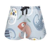 FRODOTGV Pantaloncini da pigiama verdi con motivo a mucca che mangia erba per le donne, pantaloncini da salotto con coulisse in vita elastica per l'esercizio fisico, Camaleonti carini su sfondo blu
