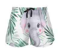 FRODOTGV Pantaloncini da pigiama verdi con motivo a mucca che mangia erba per le donne, pantaloncini da salotto con coulisse in vita elastica per l'esercizio fisico, Elefanti Carino Cartoon Verde, XXL