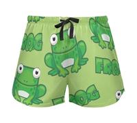 FRODOTGV Pantaloncini da pigiama verdi con motivo a mucca che mangia erba per le donne, pantaloncini da salotto con coulisse in vita elastica per l'esercizio fisico, Simpatico cartone animato quadrato