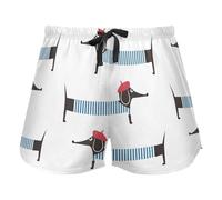 FRODOTGV Pantaloncini da pigiama verdi con motivo a mucca che mangia erba per le donne, pantaloncini da salotto con coulisse in vita elastica per l'esercizio fisico, Carino Cartoon Bassotto Parigino