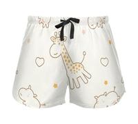FRODOTGV Pantaloncini da pigiama verdi con motivo a mucca che mangia erba per le donne, pantaloncini da salotto con coulisse in vita elastica per l'esercizio fisico, Simpatico cartone animato giraffa