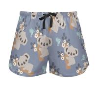 FRODOTGV Pantaloncini da pigiama verdi con motivo a mucca che mangia erba per le donne, pantaloncini da salotto con coulisse in vita elastica per l'esercizio fisico, Simpatico motivo floreale con