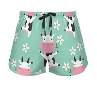 FRODOTGV Pantaloncini da pigiama verdi con motivo a mucca che mangia erba per le donne, pantaloncini da salotto con coulisse in vita elastica per l'esercizio fisico, Carino Mucca Mangiare Erba Modello
