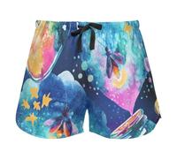 FRODOTGV Pantaloncini da salotto da donna bianchi a quadri con motivo tartan pantaloncini da pigiama sportivi in cotone da yoga XL, Bottiglia Magica Astratta Fiaba, M