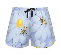 FRODOTGV Pantaloncini da salotto da donna con ananas tropicale hawaiano a strisce pigiama palestra sport elastico in vita coulisse, Fiore di buona fortuna con sciame di camomilla, L