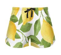 FRODOTGV Pantaloncini del pigiama delle donne del limone giallo dell'acquarello, pantaloncini del sudore con le tasche esercitazione pantaloncini, Acquerello Giallo Limone, L