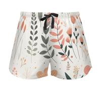 FRODOTGV Pantaloncini del pigiama delle donne del limone giallo dell'acquarello, pantaloncini del sudore con le tasche esercitazione pantaloncini, Piccole piante fresche a tema rosso, rosa, verde, L