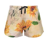 FRODOTGV Pantaloncini del pigiama delle donne del limone giallo dell'acquarello, pantaloncini del sudore con le tasche esercitazione pantaloncini, Girasoli Vintage, L