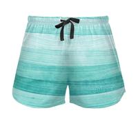 FRODOTGV Pantaloncini del pigiama delle donne del limone giallo dell'acquarello, pantaloncini del sudore con le tasche esercitazione pantaloncini, Legno Dipinto Verde Turchese, L