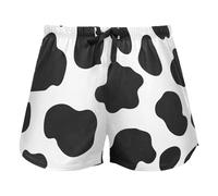 FRODOTGV Pantaloncini del pigiama delle donne del limone giallo dell'acquarello, pantaloncini del sudore con le tasche esercitazione pantaloncini, Motivo pelle di mucca da latte, L