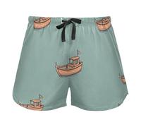 FRODOTGV Pantaloncini delicati del pigiama delle donne della stampa della margherita, pantaloncini del sudore con le tasche pantaloncini della palestra di yoga, Barca sul lago, S