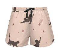 FRODOTGV Pantaloncini pigiama Baby Shower modello luna stelle donna pantaloncini sportivi lounge pantaloncini L, Gatto nero Silhouette Tra Stelle Notte, M