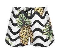FRODOTGV Pantaloni del pigiama delle donne della mano delle foglie tropicali del modello astratto, pantaloncini da allenamento con tasche yoga, Motivo astratto onda ananas elegante, M