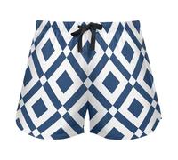 FRODOTGV Pantaloni del pigiama delle donne della mano delle foglie tropicali del modello astratto, pantaloncini da allenamento con tasche yoga, Astratto Zigzag e Rombo Blu, M