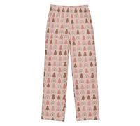 FRODOTGV Pantaloni pigiama per bambini con motivo albero di Natale arcobaleno rosa marrone per bambini con tasche, Albero di Natale Arcobaleno Rosa Marrone, L