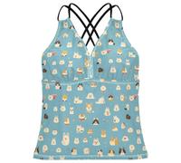 FRODOTGV Pet Dogs Tankini Top da donna ad asciugatura rapida con scollo a V, Cani, S
