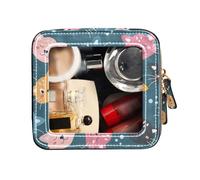FRODOTGV Piccola borsa trasparente per il trucco, simpatica e divertente faccina di gatti su blu, impermeabile, borsa da viaggio per cosmetici con, Divertenti volti colorati di gatti su blu, 1 Size