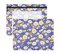 FRODOTGV Piccoli astucci gialli a forma di fiori di camomilla con cerniere lisce, tasca a 3 anelli per raccoglitori a 3 anelli, confezione da 2 articoli artistici per studenti