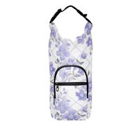 FRODOTGV Piccolo zaino a rete con fiori viola con porta bottiglia d'acqua, facile da trasportare, borsa termica per bottiglie d'acqua con cinghia, adatto per bottiglie da 50/61/91/1134 ml