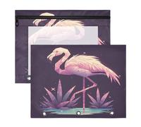 FRODOTGV Pinik, astuccio con fenicottero gemetrico, con cerniera, in plastica, per lettere formato A4, confezione da 2 articoli per la casa per studenti