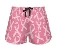 FRODOTGV Pink Ribbon Pattern Medical Women Lounge Shorts Pajama Bottoms Workout Yoga Elastic Waist Drawstring,M