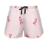 FRODOTGV Pink Ribbon Symbol Women's Lounge Shorts Pajama Bottoms Yoga Esercise Elastic Waist Drawstring,XL
