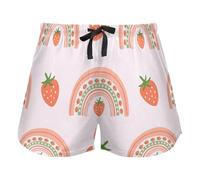 FRODOTGV Pink Strawberry Pattern Women Lounge Shorts Pajama Bottoms Workout Yoga Elastic Waist Drawstring,L