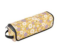 FRODOTGV Pois e fiori di camomilla teneri da donna, borsa da viaggio per strumenti per capelli, organizer grande per acconciature, con tappetino resistente al calore, per piastre e piastre, Pois e
