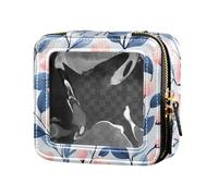 FRODOTGV Pois e teneri fiori di camomilla in pelle trasparente beauty case con cerniera organizer per cosmetici per ragazze e donne, Rosa Pianta Floreale Piccolo Sfondo F, Taglia unica