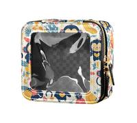 FRODOTGV Pois e teneri fiori di camomilla in pelle trasparente beauty case con cerniera organizer per cosmetici per ragazze e donne, Banane scimmie e foglie di palma, 1 Size