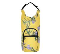 FRODOTGV Porta bottiglia d'acqua a tracolla con fiori viola chiaro giallo elegante borsa termica per bottiglie d'acqua Supporto per bottiglie d'acqua Adatto a bottiglie da 20/24/32/4 oz