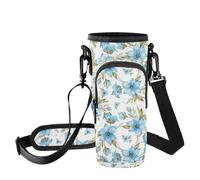 FRODOTGV Portabottiglie isolato blu con piccoli fiori borsa da viaggio da 1,134 g con porta bottiglia d'acqua con portabicchieri con tracolla
