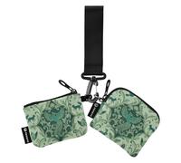 FRODOTGV Portafogli da polso doppio con animali verde smeraldo per donne, alla moda, organizer per denaro con tasca con cerniera, per signore e ragazze, 2 pezzi