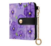 FRODOTGV Portafoglio bifold da donna, modello con stampa completa, tasca portamonete, dimensioni compatte, elegante, attività all'aperto, Viola Del Pensiero, One Size, Casual