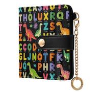 FRODOTGV Portafoglio da donna con stampa completa, grande scomparto per banconote, dimensioni compatte, minimalista, uso quotidiano, Colorato Dino Alfabeto, One Size, Casual