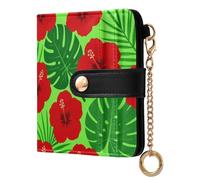 FRODOTGV Portafoglio da donna, impermeabile, in pelle PU, con design bifold e design minimalista, da viaggio, Tropico di ibisco, One Size, Casual