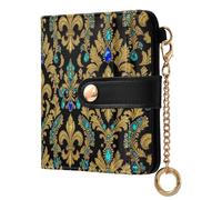 FRODOTGV Portafoglio da donna impermeabile in pelle PU hardware metallo dimensioni compatte elegante viaggio, Fleur Oro, One Size, Casual